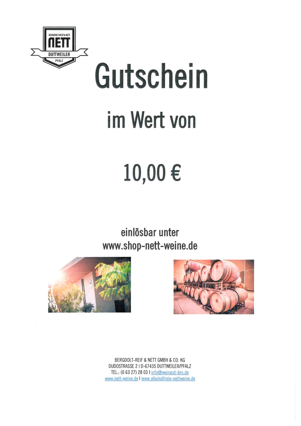 Gutschein von 10,00 Euro bis 100,00 Euro