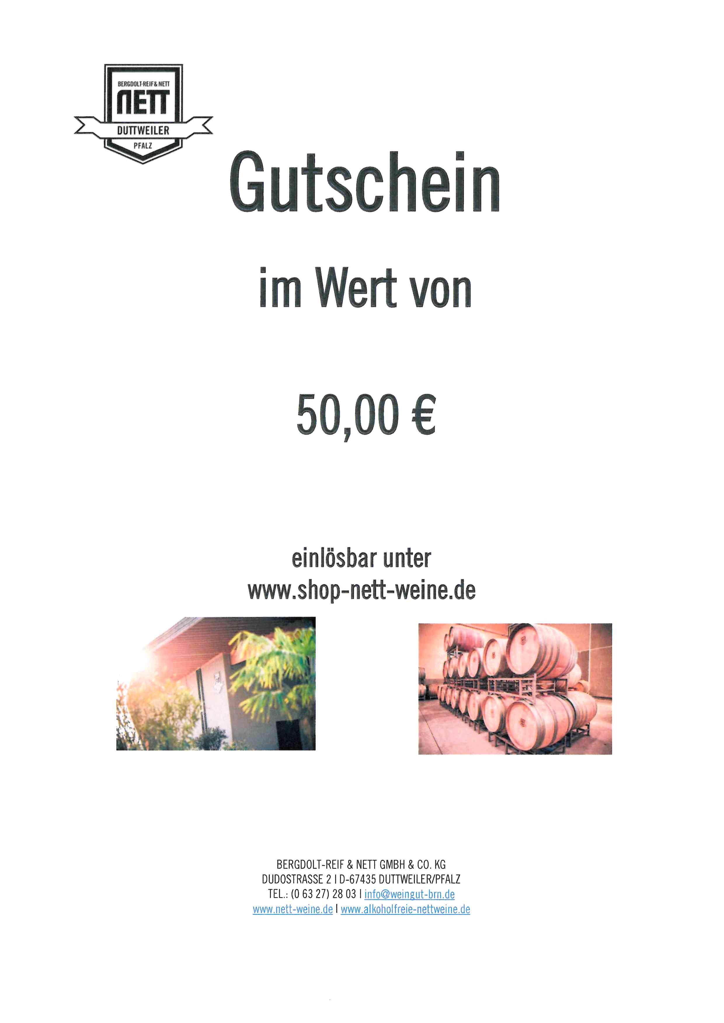 Gutschein von 10,00 Euro bis 100,00 Euro